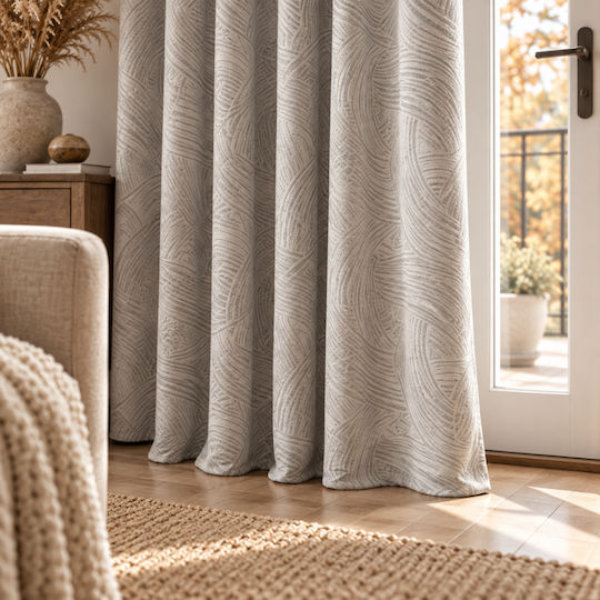 My Home Luxury Curtain with Grommets Grey 270x270cm