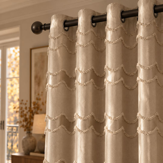 My Home Luxury Κουρτίνα με Τρουκς Μπεζ 270x270εκ.