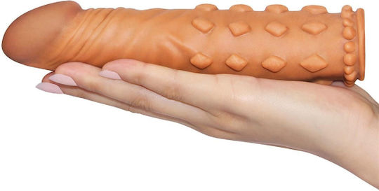 Extensie realistă de penis Lovetoy 18x4.1cm Culoare Maro Culoarea pielii