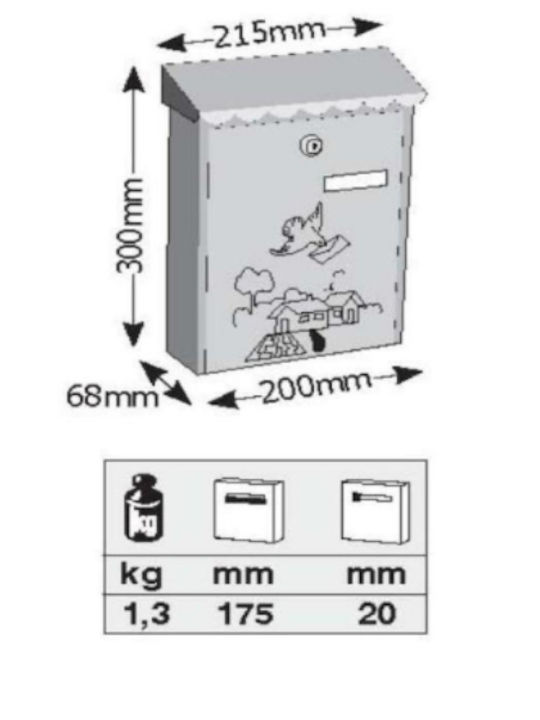 Viometal Cutie Poștală De Exterior Metalică În Culoare Albă 21.5x6.8x30cm 310L