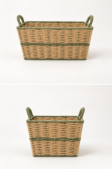Kaemingk Декоративна Кошница от Слама с Дръжки Зелена 29x19x20см