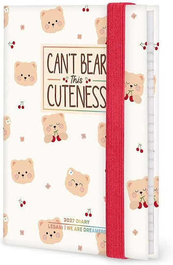Legami Milano Teddy Bear Бяла Месечна Адженда 2027 Бяла 7x10см.