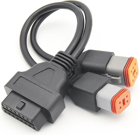 Techstar Obd2 Adapter Cable Harley-davidson 4 Pin + 6 Pin Y Splitter