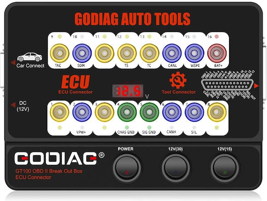 Godiag Gt100 Tester de Protocol OBD Ii Cutie Break Out Interfață de Conectare Ecu Monitorizare Tensiune Extensie de Diagnostic Alimentare Înlocuire Baterie