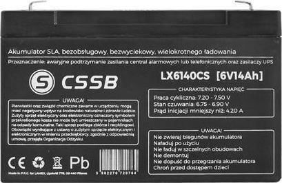 CSSB UPS-Batterie mit Gewicht 14Ah und Spannung 6V