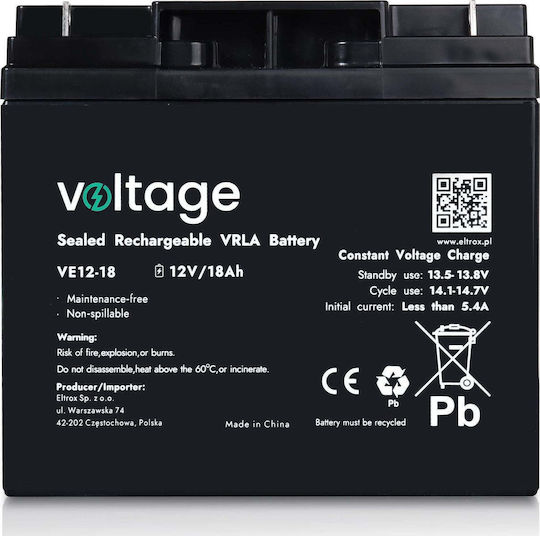 Voltage UPS-Batterie mit Gewicht 18Ah und Spannung 12V