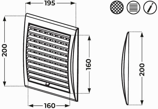 Awenta Vent Louver 16x16cm Square with Sieve