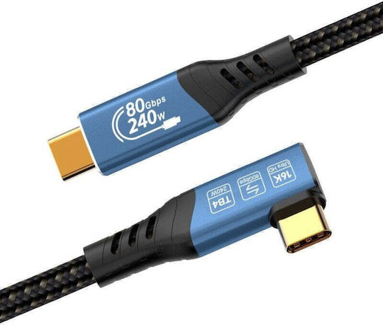 PremiumCord Cablu video USB 4 USB-C tată - Thunderbolt 3 240W PD Negru 1m