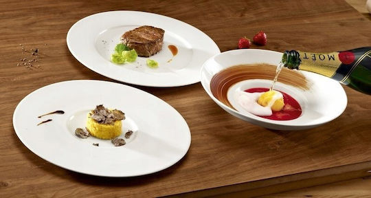 Rak Porcelain Fine Dine Servierplatte Untiefe aus Porzellan Weiß mit Durchmesser 29cm