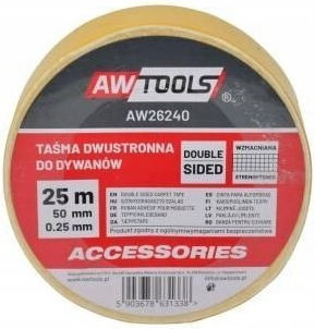 AWTools Double-Sided Adhesive Tape Yellow 25m x 50mm