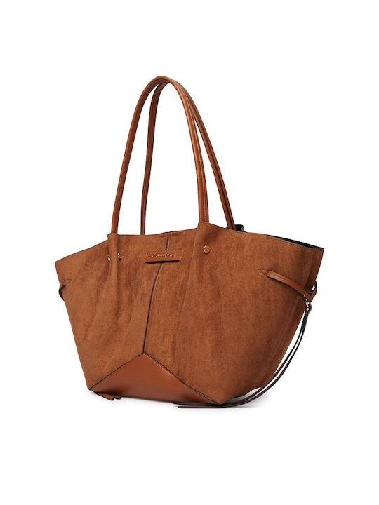 Fabric Women's Tote Bag Suede Tabac Brown
