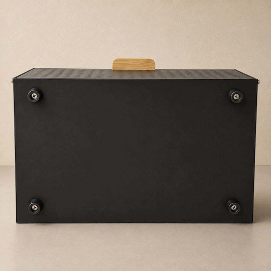 Lumarko Brotkasten mit Deckel Metallisch Schwarz 35,5x23x21cm