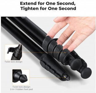 K&F Concept Aluminum Tripod with Spherical Head up to 45cm and 1.2kg Load
