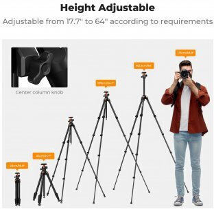 K&F Concept Aluminum Tripod with Spherical Head up to 45cm and 1.2kg Load