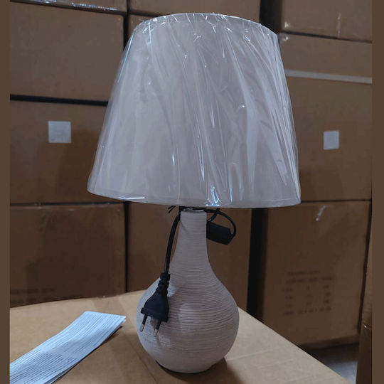Lămpi de masă din Material textil pentru Bază de bec E14 cu Culoare Full Face Bej și Culoare Full Face