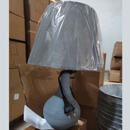 Lămpi de masă din Material Textil pentru Bază de Bec E14 cu Culoare Gri și Bază