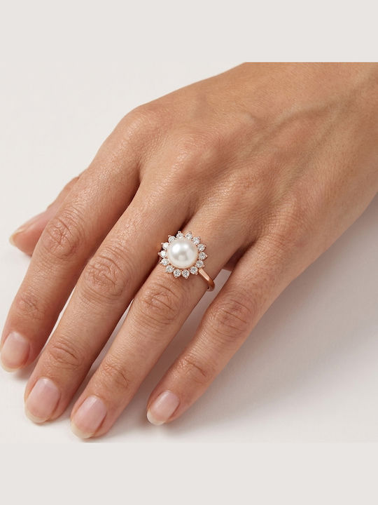 Women's Ring with Pearls & Diamond in 18K Rose Gold Women's Ring with Pearls & Diamond in 18K Rose Gold