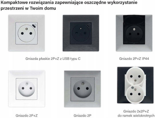 Legrand Niloe Einzeln Gemauerte Steckdose mit Deckel Schwarz