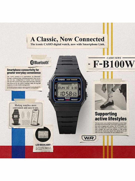 Casio Digital Men's Watch Battery Chronograph with Black Rubber Strap