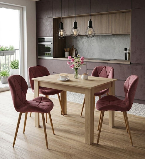 Mango Velvet Dining Chairs Dark Pink 2 Pieces 61x52x41cm