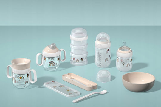 Mepal Set Pentru Bebeluşi Cu Linguri Din Plastic Cu Carcasă Pentru 4+ Luni Bej 2 Bucăți