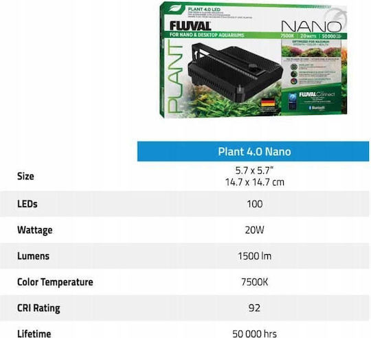 Fluval Lampă cu led Plant pentru iluminat pentru acvarii 20W