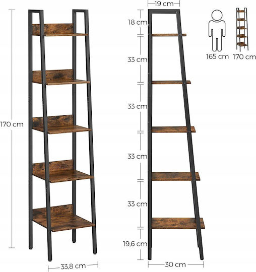 Bücherregal Braun 33.8x30x170cm
