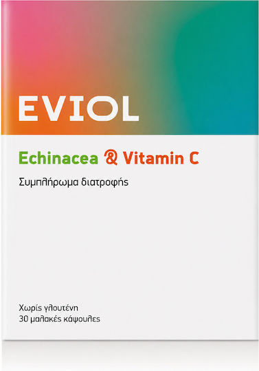 EVIOL Echinacea & Vitamina C Supliment pentru Întărirea Sistemului Imunitar 30 Capsule Moi
