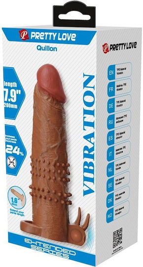 Pretty Love Penis Extension with Vibration Brown 20cm