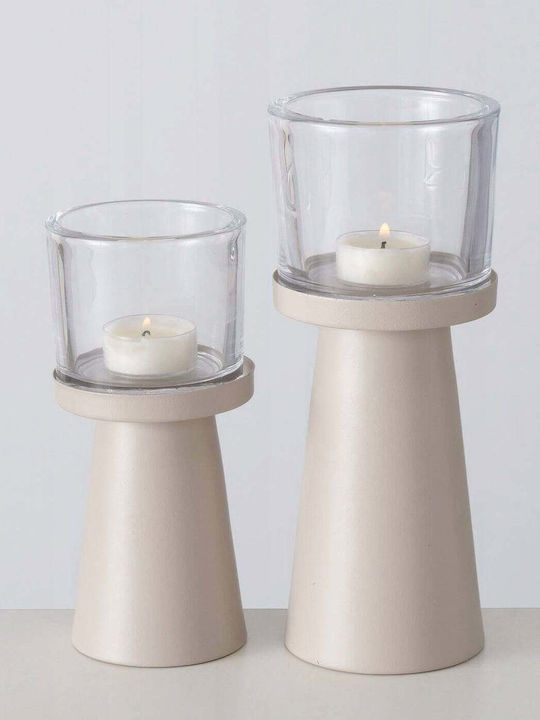 Boltze Set Kerzenhalter Glas in Transparent Farbe 23x23cm 2Stücke