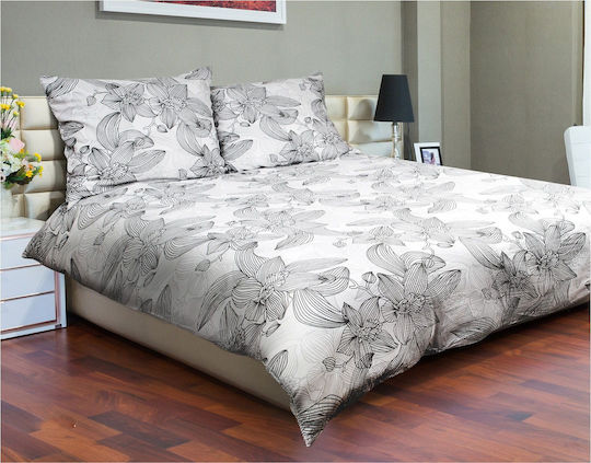 Multitex Baumwoll-Bettbezug Set 140x200cm Einzel mit Kissenbezug Exklusiv Satin