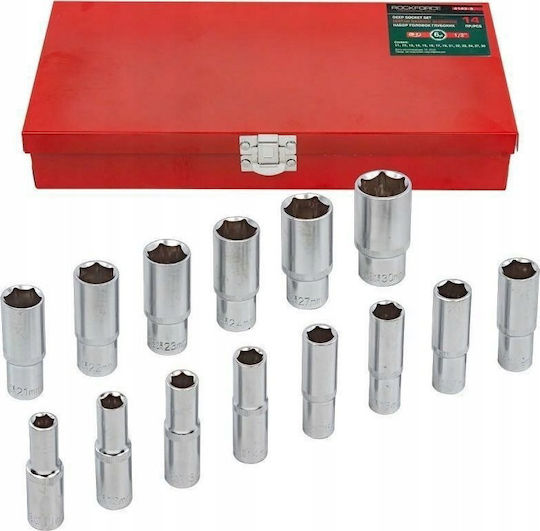 Rockforce Дълги Шестоъгълни Ядки 14 Бройки 1/2'' 11-30мм