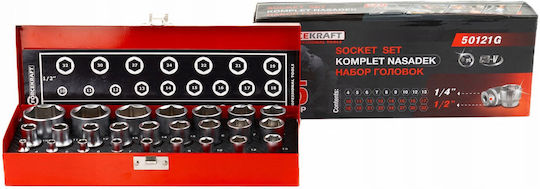Forcekraft Σετ Καρυδακιών 1/4'' & 1/2'' 25 Τεμ 4-32mm 6-γωνα