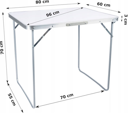 Ambiance Masă Din Aluminiu Pentru Camping Pliabilă În Valiză 80x60x70cm Albă