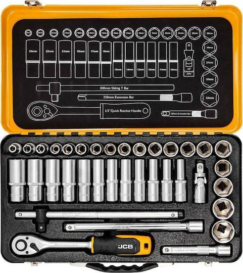 JCB Ratchet with Sockets 1\2" 36 Pieces
