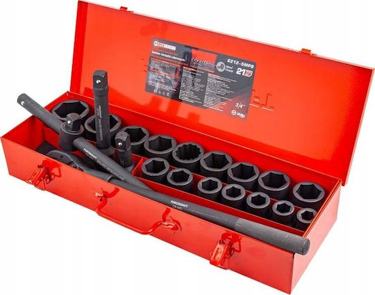 Forcekraft Forcekraft Ratschen- und Steckschlüssel-Set 3/4" 21 Stück