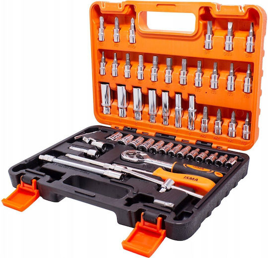 ISMA Fieldmann Ratschen- und Steckschlüssel-Set 1/4" 53 Stück