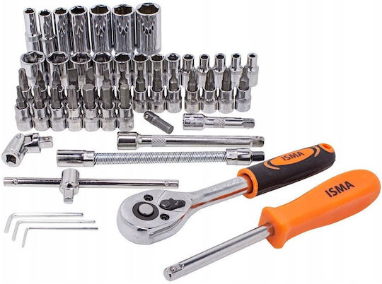ISMA Fieldmann Ratschen- und Steckschlüssel-Set 1/4" 53 Stück