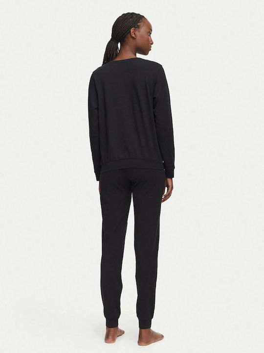 Emporio Armani Set Pijamale Dama De Vară Din Bumbac Negru