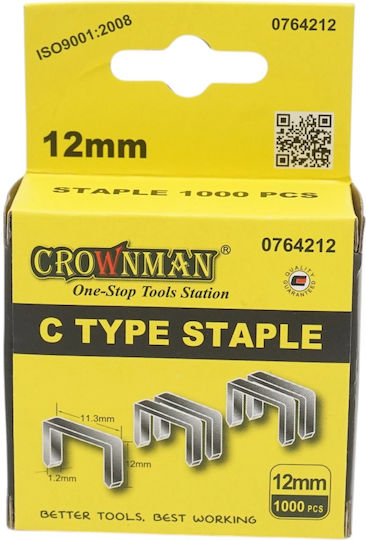 Metallische Büroklammern Typ C 1.2x11.3x12mm 1000 Stück Kompatibel Rapid 140 Crownman