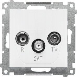 Kontakt-Simon TV-Antennensteckdose für Fernseher Satellit und Radio Tasterminal in Weiß