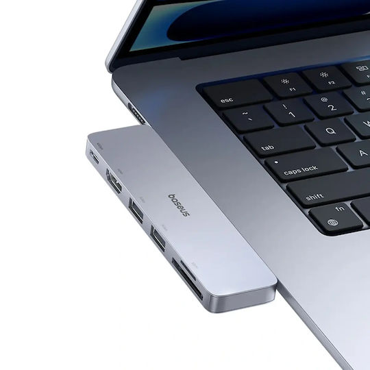 Baseus UltraJoy Series 6in1 Докинг станция с Двоен USB-C HDMI 4K Сив