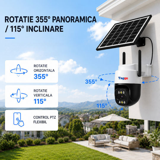 Taggo Stil Cameră De Supraveghere IP 4G Full HD+ 5MP Rezistentă La Apă Cu Comunicare Bidirecțională De La Baterie