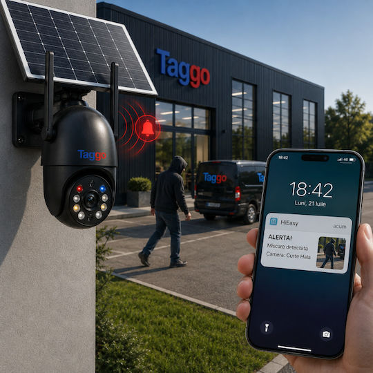 Taggo Stil true IP Cameră de Supraveghere Wi-Fi 4K Impermeabilă cu Baterie, Comunicare Bidirecțională și Obiectiv de 3.6mm
