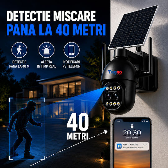 Taggo TAGGO-PRO-D12-WIFI IP Cameră de Supraveghere Duală Wi-Fi Full HD+ 5MP Impermeabilă cu Baterie cu Comunicare Bidirecțională și Obiectiv de 3.6mm