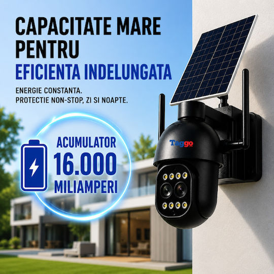 Taggo TAGGO-PRO-D12-WIFI IP Cameră de Supraveghere Duală Wi-Fi Full HD+ 5MP Impermeabilă cu Baterie cu Comunicare Bidirecțională și Obiectiv de 3.6mm