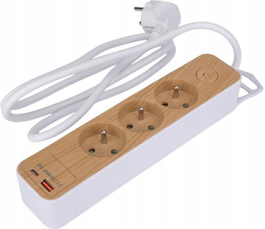 Sthor Steckdosenleiste mit USB-A, Schalter und Kabel 1.4m