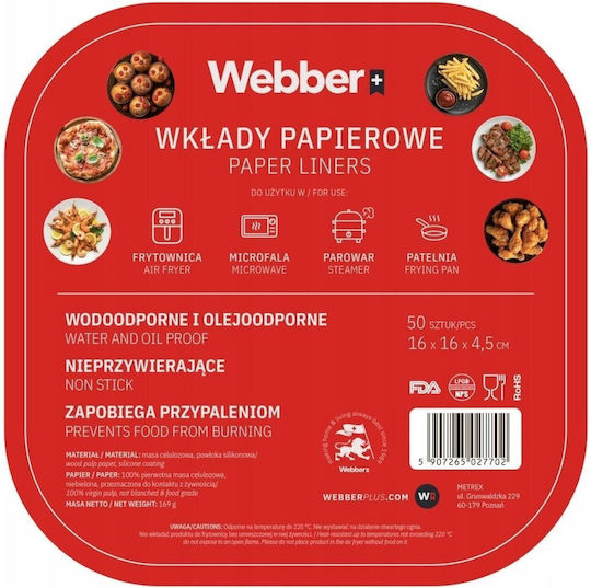Webber Αντικολλητικά Χαρτιά για Air Fryer 16x16εκ. 50τμχ