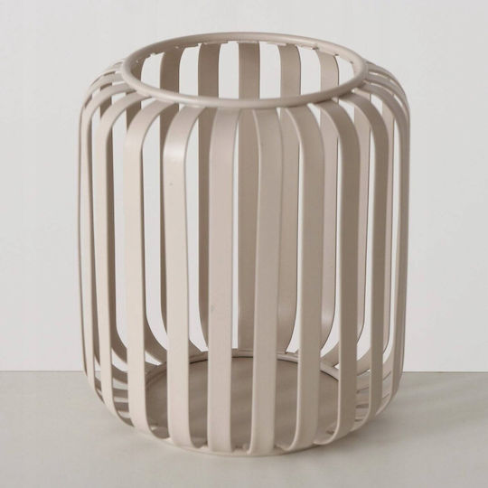 Boltze Viki Metallische Laterne Tischplatte Beige 12x12cm