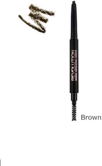 Revolution Beauty Brow Definer Eyebrow Pencil Duo Μολύβι για Φρύδια σε Καστανή Απόχρωση